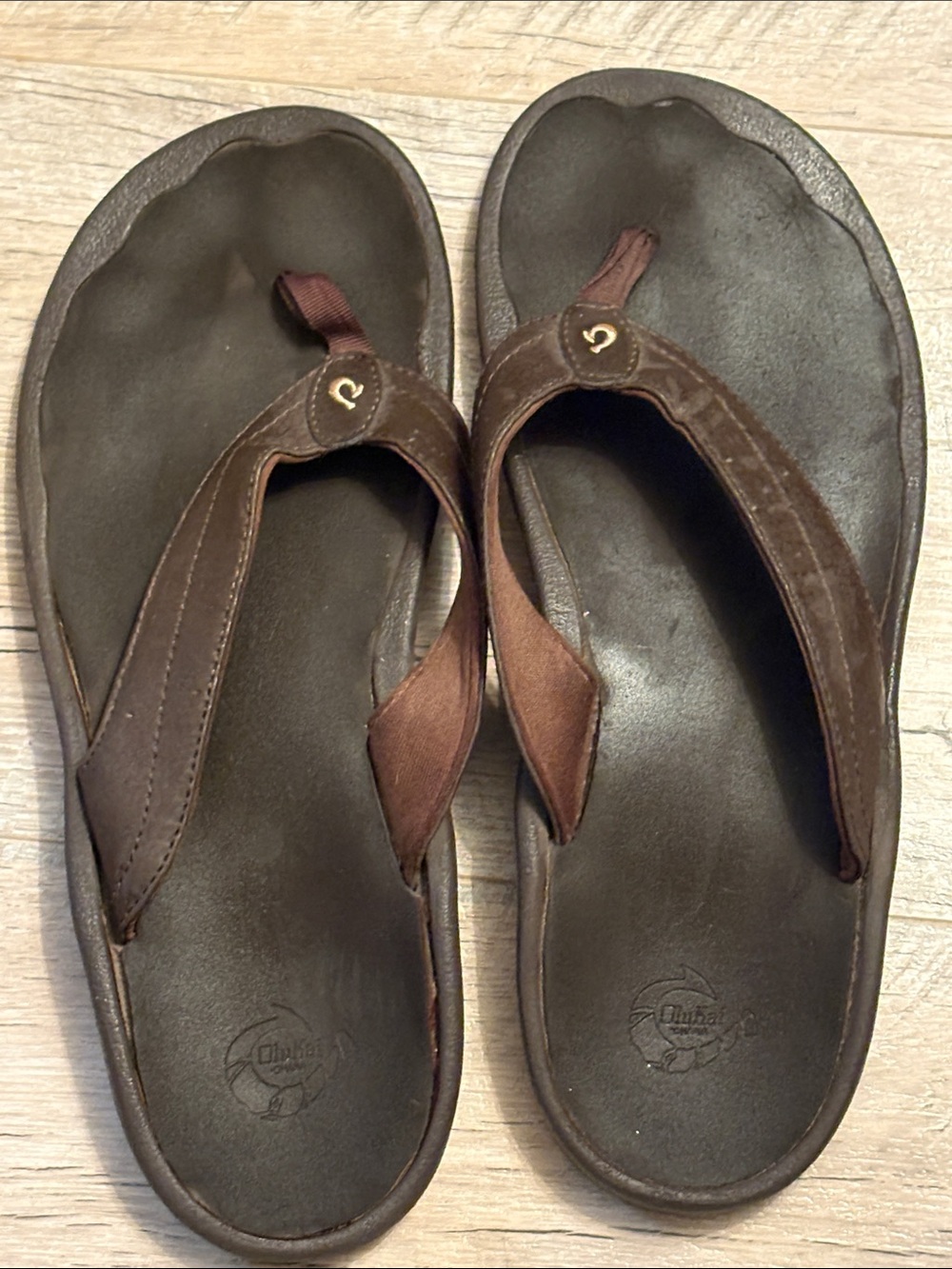 Olukai Women’s Brown Leather Flip Flop Sandals size 9